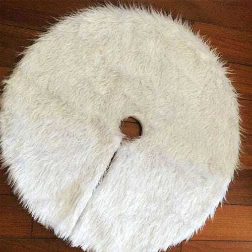 Christmas Tree Skirt Large Snowy White Faux Fur Xmas Tree Skirt for Christmas Decorations Indoor Outdoor,31/35/48 inch