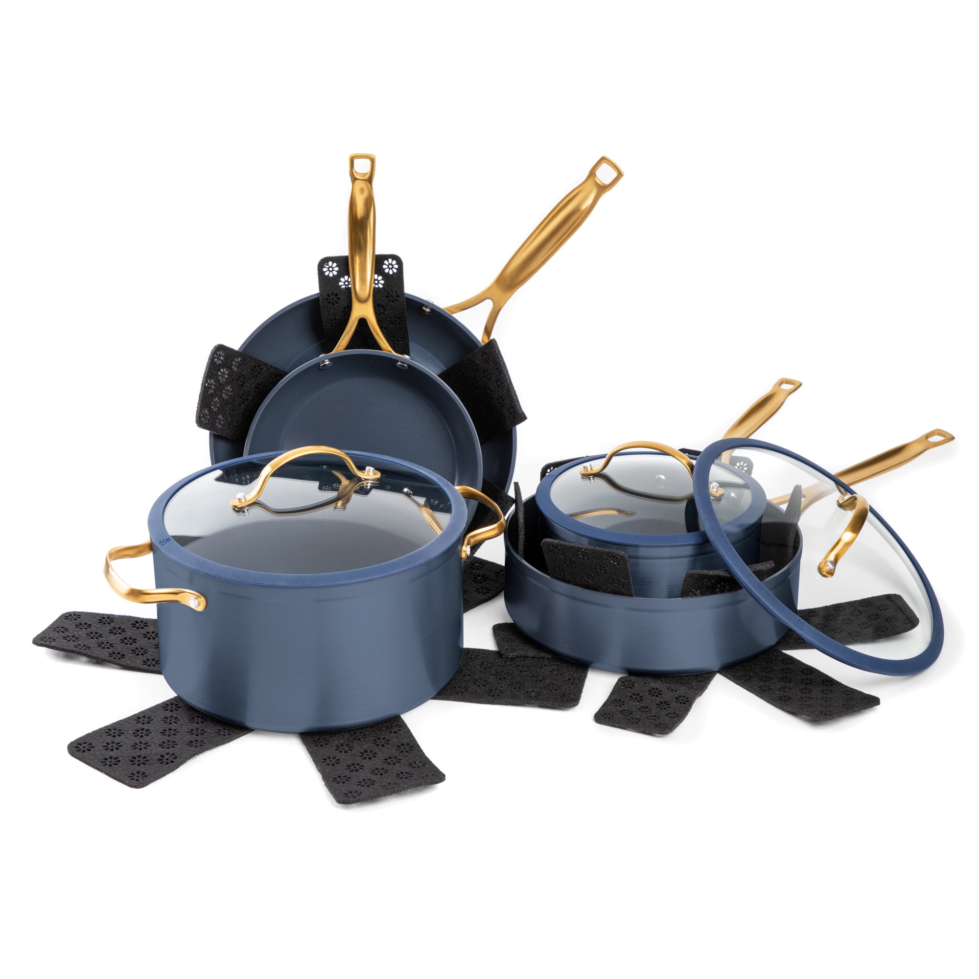 Thyme & Table Nonstick 12 Piece Cookware Set, Acadia Blue 