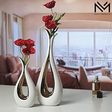 $ 47.99 MNAS Products - White Ceramic Decorative Vases, Set of 2, Nordic, Modern, Minimalist Design, for Home Decor, Bedroom, Weddings, Restaurants, Office and More