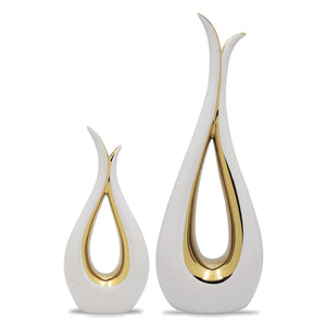 $ 47.99 MNAS Products - White Ceramic Decorative Vases, Set of 2, Nordic, Modern, Minimalist Design, for Home Decor, Bedroom, Weddings, Restaurants, Office and More