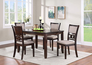 New Classic Furniture Gia 5-Piece Dining Table with Four Chairs, 48-Inch, Cherry Brown