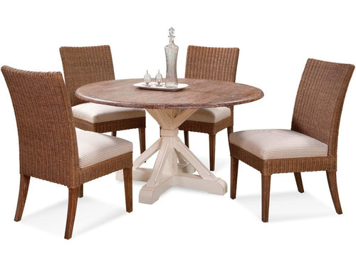 Farmhouse Dining Table - Rattan Dining Chairs