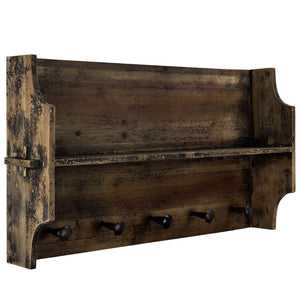 Hanover Rustic Wood Vintage Country Farmhouse Wall Mounted Coat Rack
