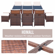 Homall 11 Piece Patio Furniture Dining Set Patio Wicker Rattan Table and Chairs Set Outdoor Furniture Cushioned Tempered Glass