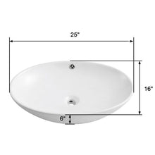 CL-1164 Ceramic Oval Vessel Bathroom Sink with Overflow