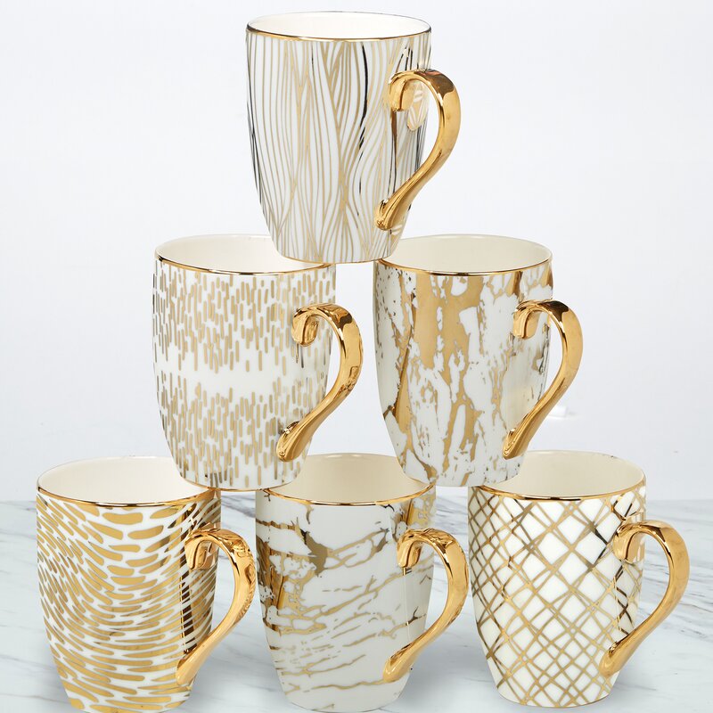 Matrix Set Of 6 Gold Plated Mugs